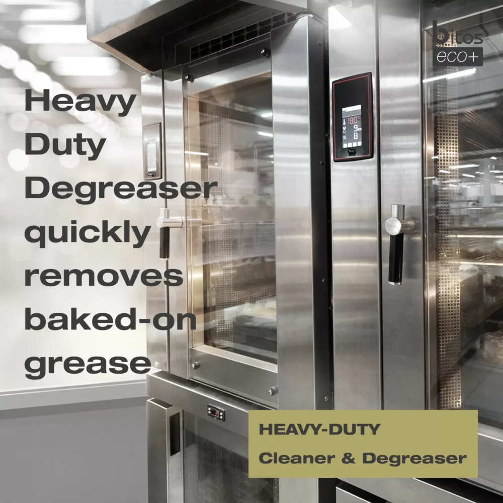 Heavy-Duty Cleaner & Degreaser, quickly cuts through caramelized, carbonized and burnt-on/baked-on soils.
