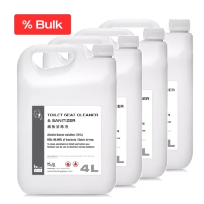Bulk Toilet Seat Sanitizer Bitos eco+, 4x4L, to clean the toilet seat before use, quick drying solution.
